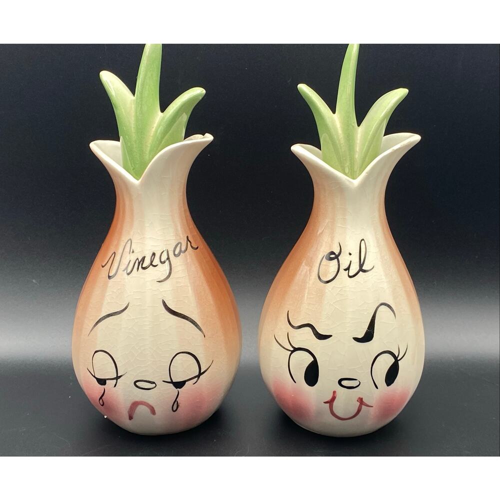 DeForest of California Pottery Anthropomorphic Oil & Vinegar Set Cruets